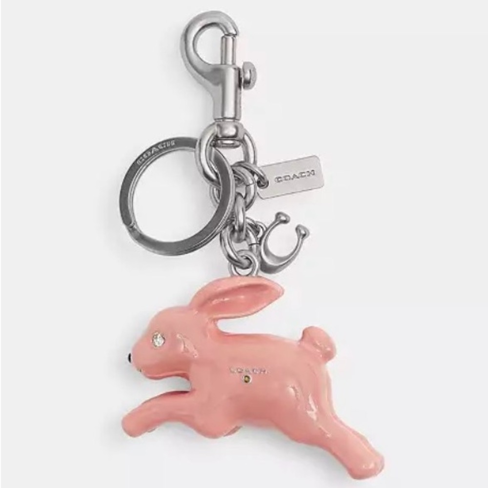 NWT COACH BUNNY BAG CHARM/ METAL and CRYSTAL